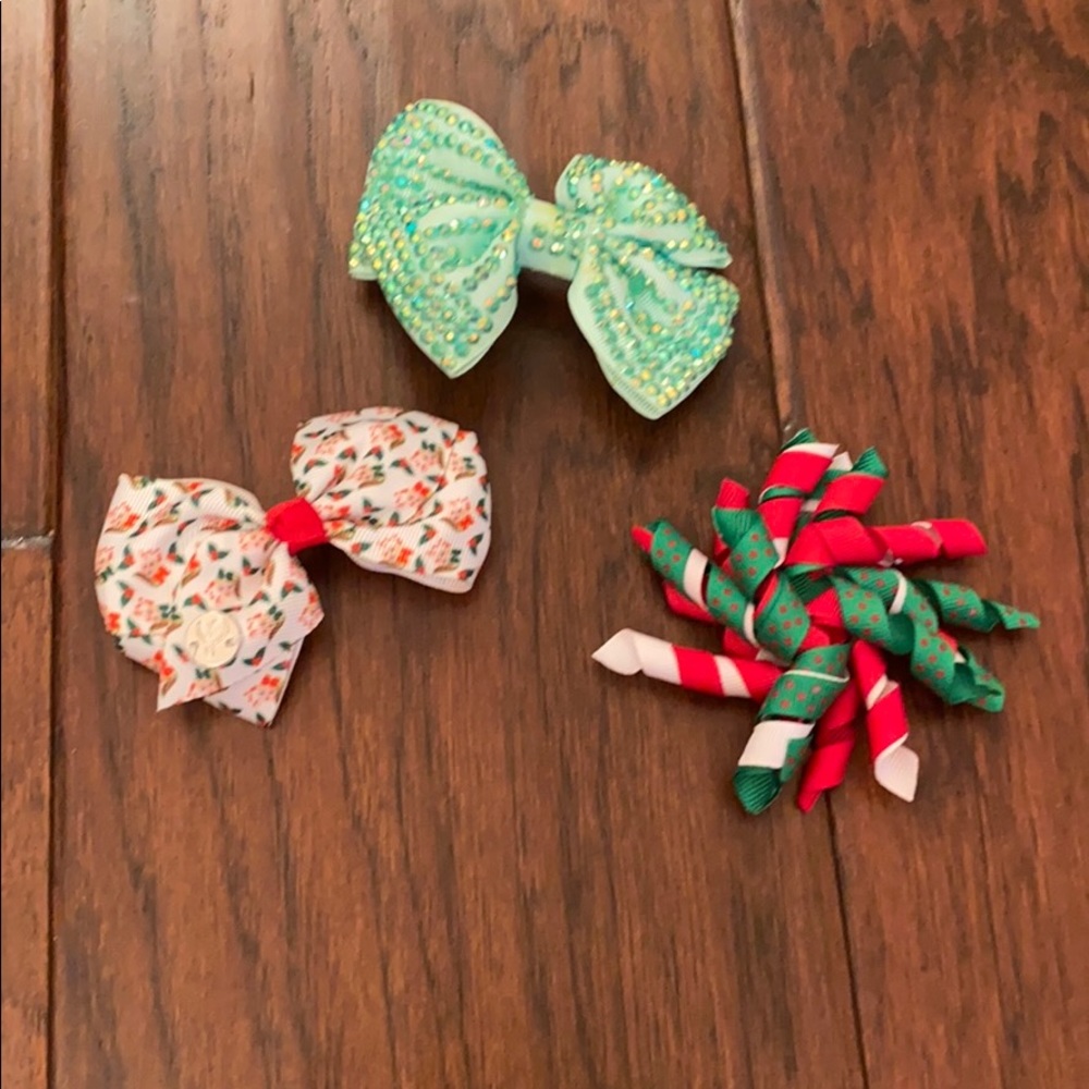 Little girls Christmas bows and headband